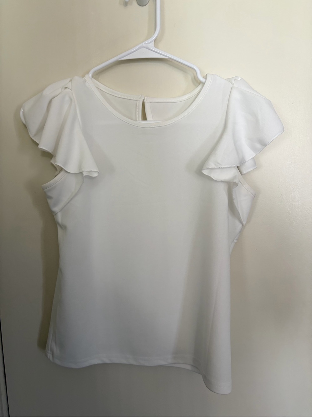 Girls White Flutter Sleeve Blouse